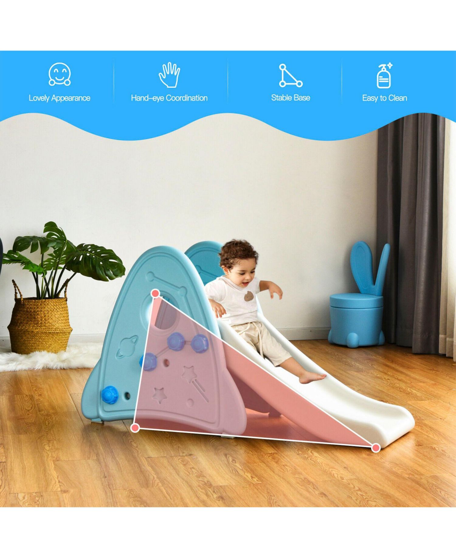 Ages 1+ Freestanding Anti-Slip Climber Slide