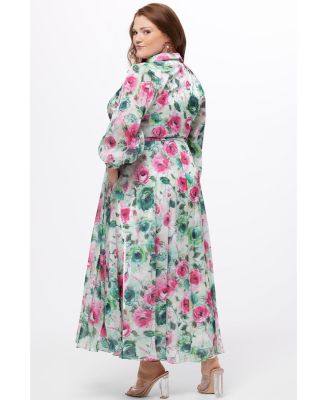 Women's Long Sleeve Floral Button Down Dress