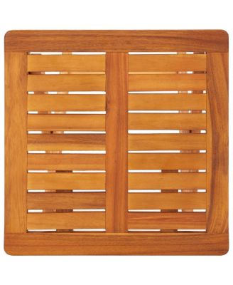 2 pcs with Table and Cushions Solid Wood Acacia Sun Loungers