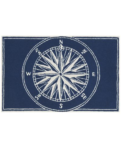 Liora Manne Front Porch Indoor/Outdoor Compass Navy Area Rug