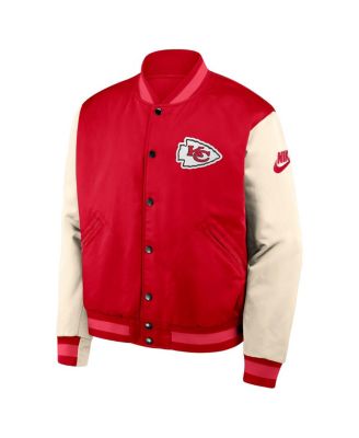 Men's Red/Cream Kansas City Chiefs Rewind Legacy Full-Snap Bomber Jacket
