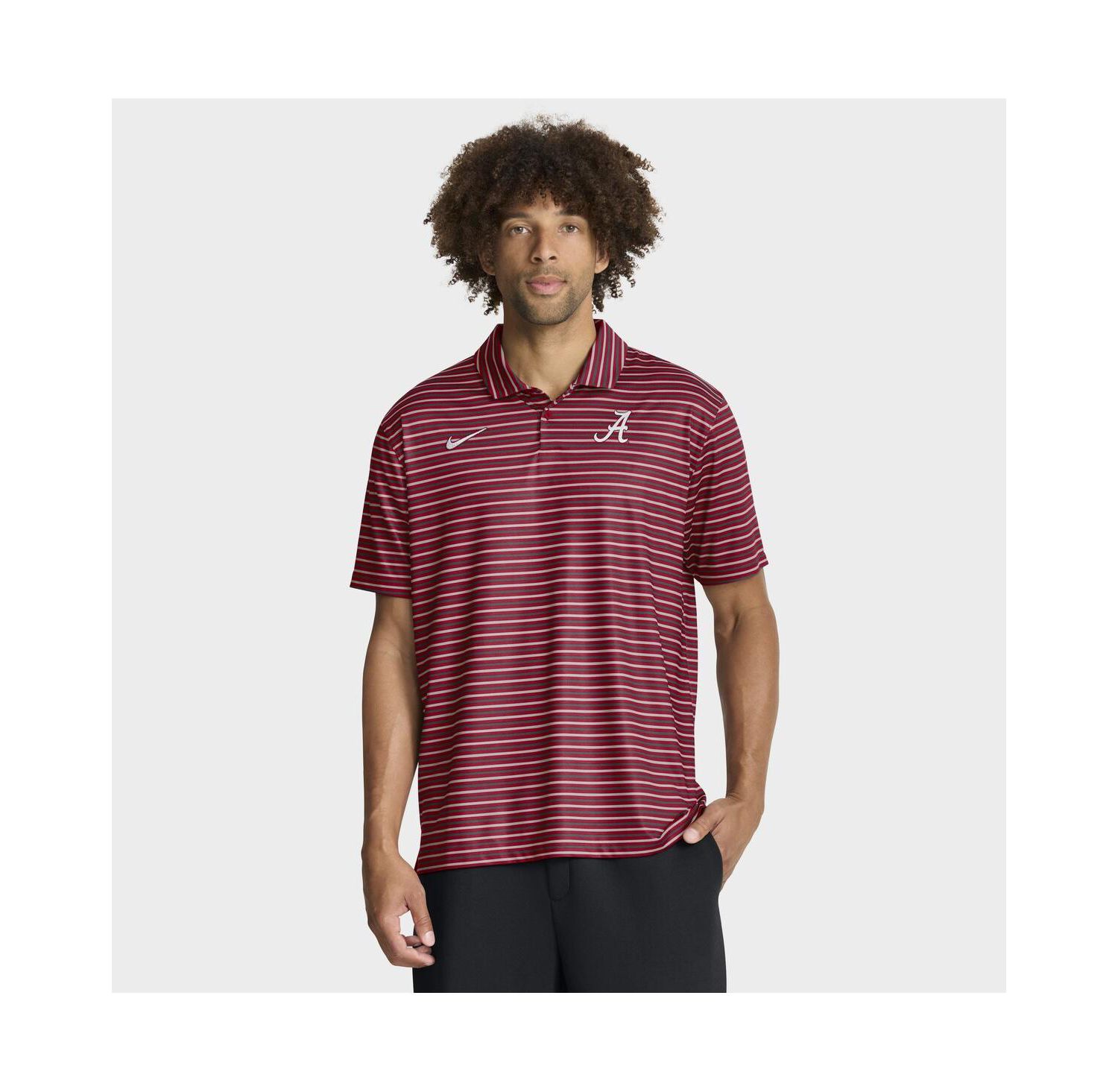 Men's Crimson Alabama Crimson Tide 2025 Coaches Premium Tour Stripe Dri-FIT Polo Shirt