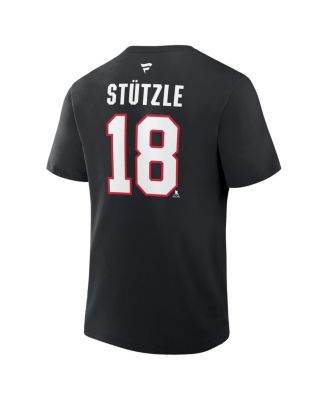 Men's Tim Stutzle Black Ottawa Senators Authentic Stack Name & Number T-Shirt
