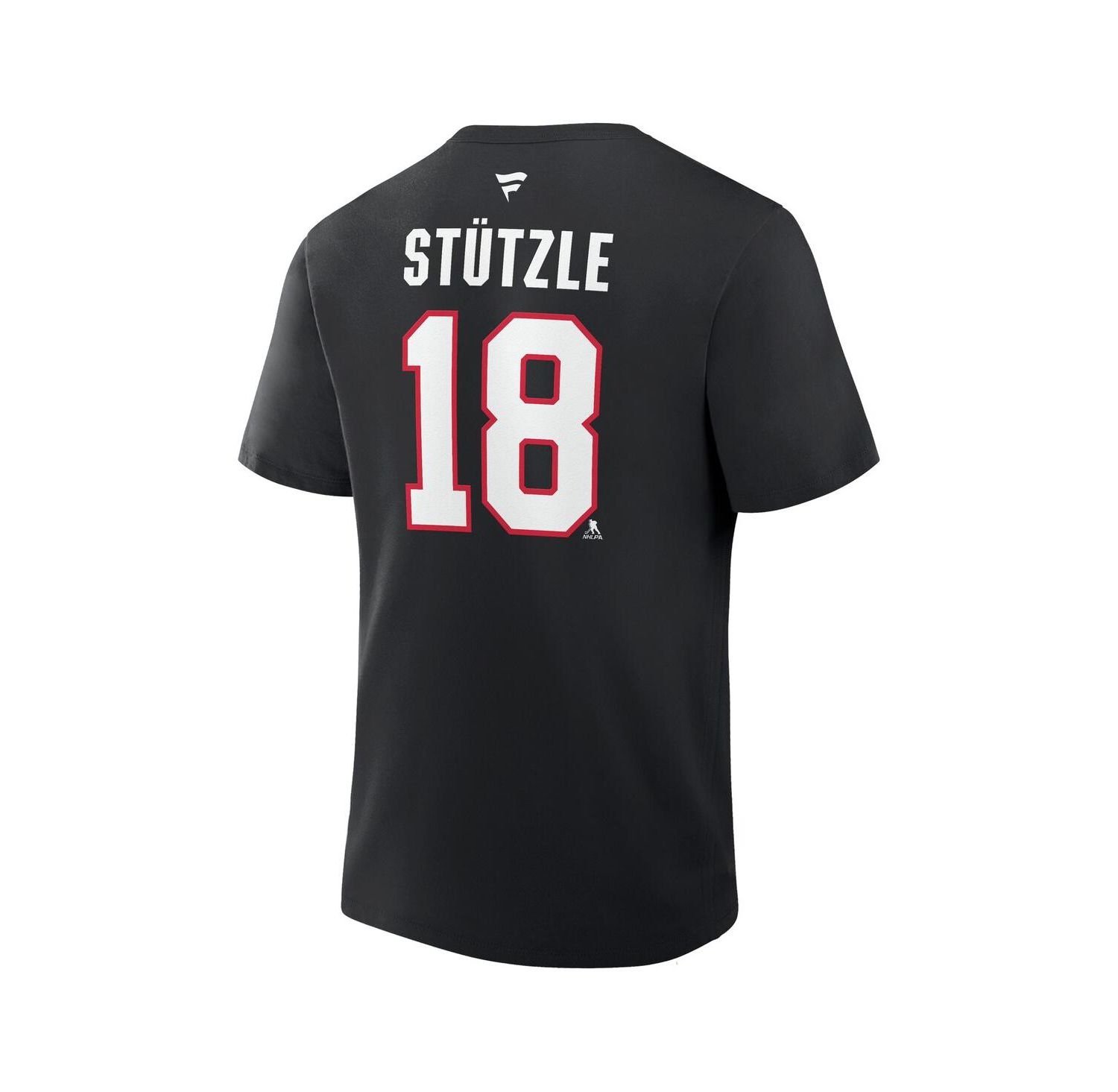 Men's Tim Stutzle Black Ottawa Senators Authentic Stack Name & Number T-Shirt