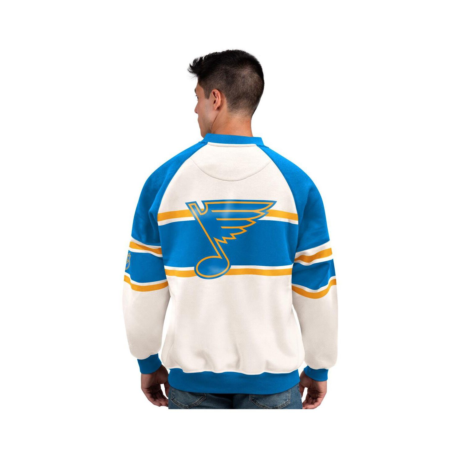 Men's White St. Louis Blues Defense Fleece Crewneck Sweatshirt