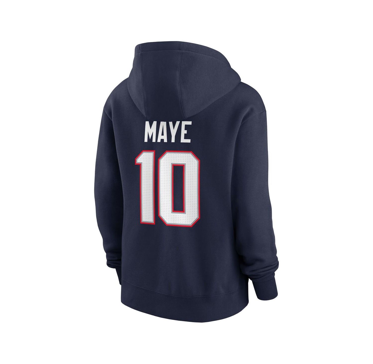 Women's Drake Maye Navy New England Patriots Player Name & Number Fleece Hoodie