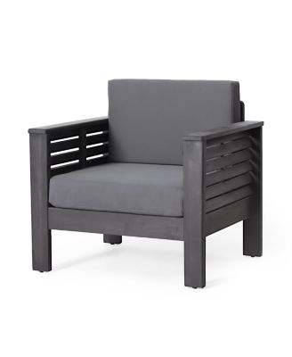 Streamdale Acacia Wood Club Chairs With Cushions, Dark Gray