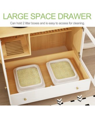 Cat Litter Box Furniture Hidden, Cats Condo Pet House with Stairs, Indoor Cat Litter House