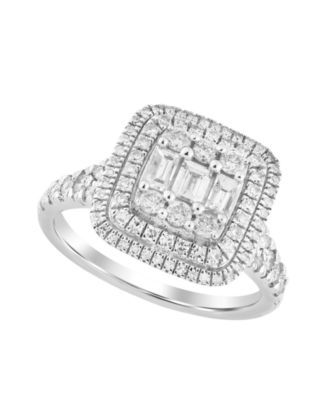 Diamond Round & Baguette Ring (1 ct. t.w.) in 10k White Gold