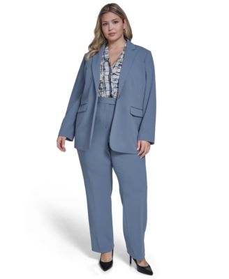 Plus Size Scuba Crepe Notch Collar Jacket