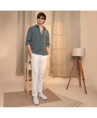 Men's Charcoal Grey Honeycomb-Textured Oversized Shirt