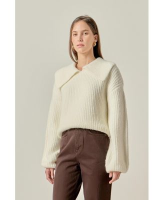 Women's Collared Rib Chunky Sweater