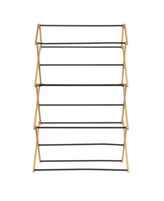 Folding Clothes Drying Rack, with 14 Coated Metal Dowels, Black