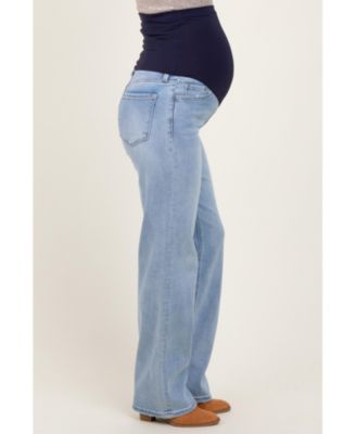 Maternity Light Blue Washed Relaxed Straight Leg Jeans