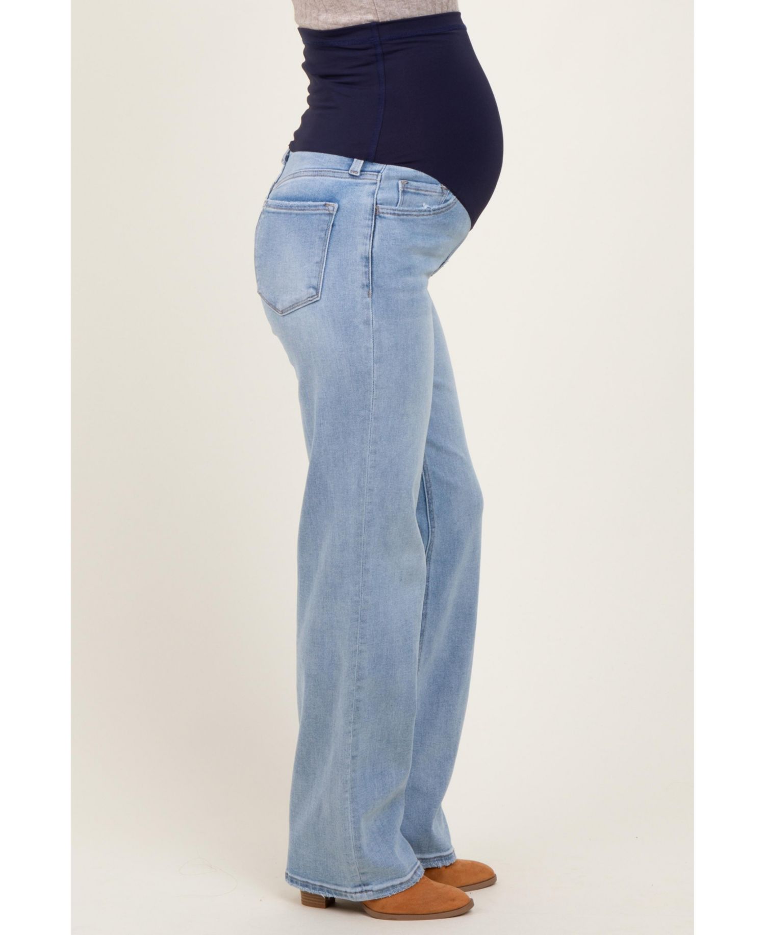 Women's Light Blue Washed Relaxed Straight Leg Jeans