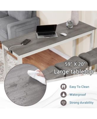 4-Piece Outlet Bar Set with Multi-Function Sofa Back Table and 3 Padded Stools