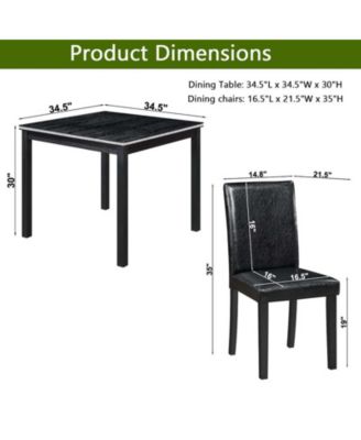 5-Piece Counter Height Dining Set with Crystal Accent Square Wood Table and 4 Upholstered Chairs