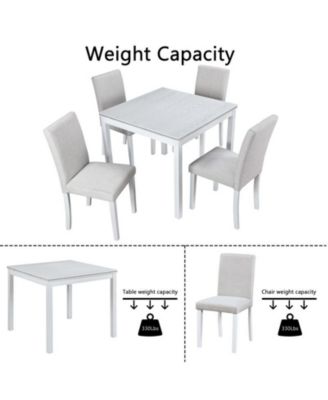 5-Piece Counter Height Dining Set with Crystal Accent Square Wood Table and 4 Upholstered Chairs