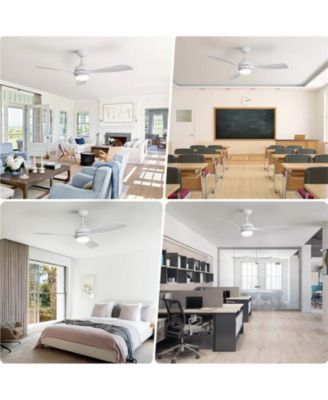 52-inch Modern White Ceiling Fan with Led Light and Remote Control Dc Motor