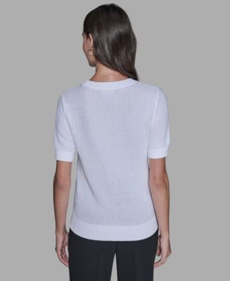 Women's Crewneck Floral Trimmed Sweater