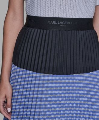 Women's Colorblock Pleated Stripe Pull-On Skirt