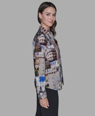 Women's Printed Long-Sleeve Blouse