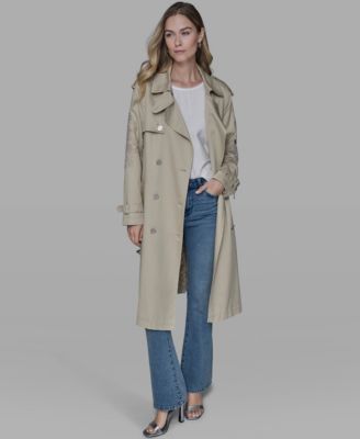 KARL LAGERFELD PARIS - Women's Embroidered Collar Trench Coat