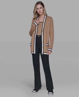 Women's V-Neck Contrast Cardigan