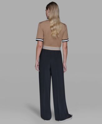 Women's Striped Wide Leg Pull-On Pants