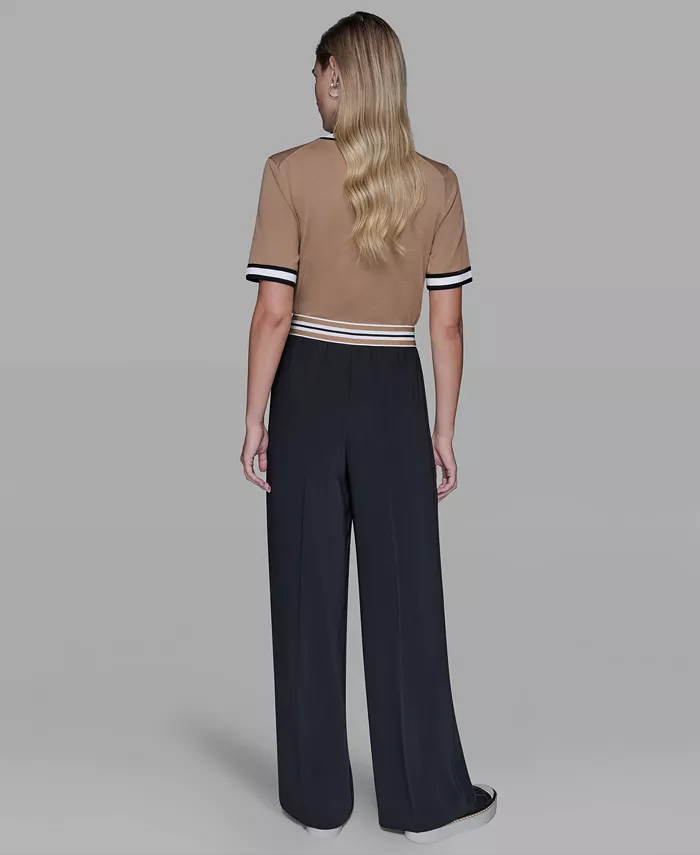 Women's Striped Wide Leg Pull-On Pants - thumbnail 5
