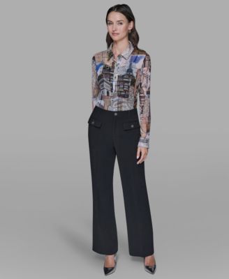 Women's Long-Sleeve Collared Blouse