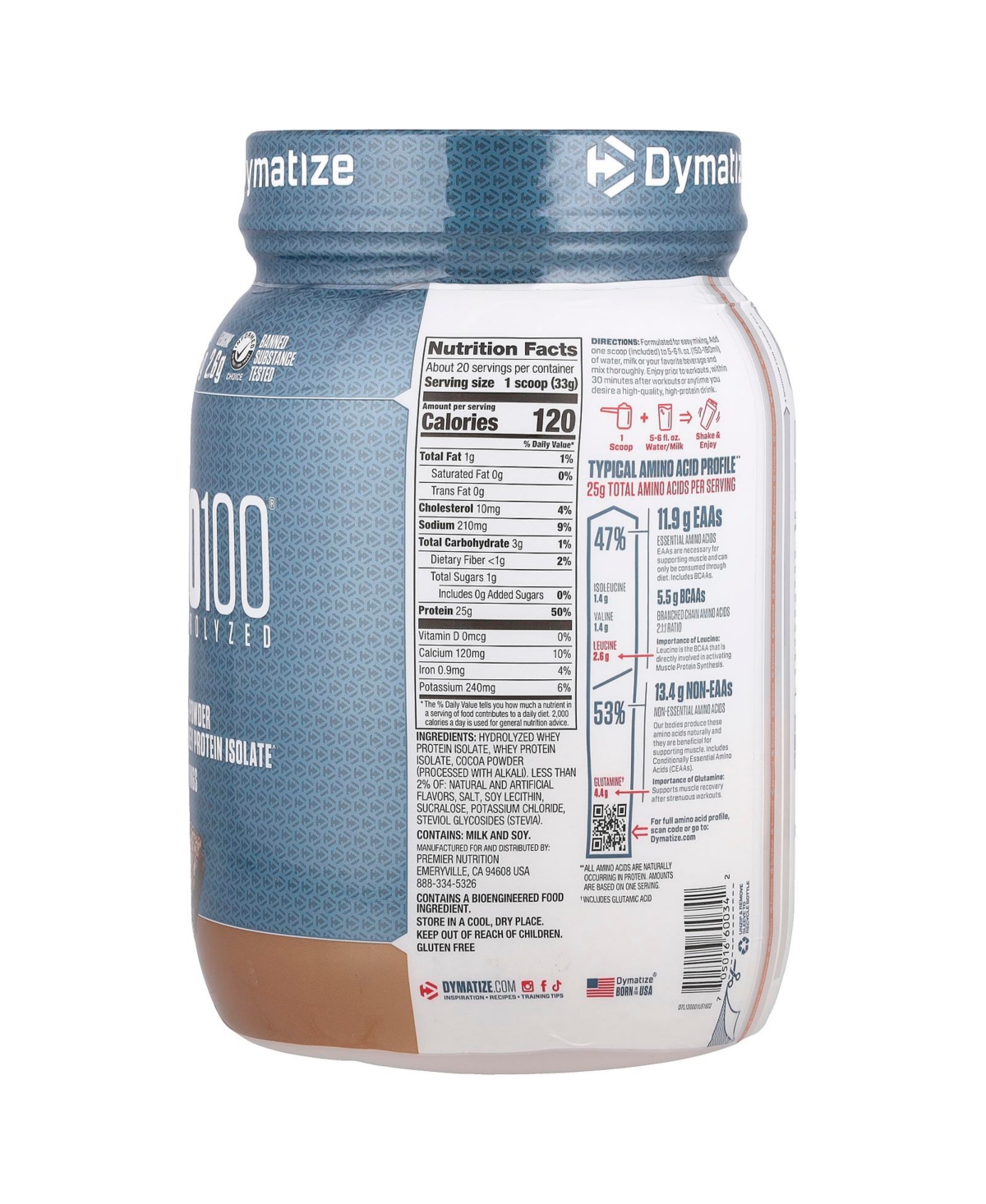 Dymatize ISO100 Hydrolyzed 100% Whey Protein Isolate Fudge Brownie