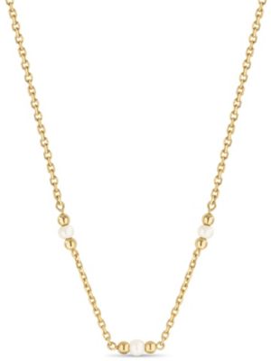 Freshwater Pearl Chain Necklace in 14K Gold, 16 in adj to 18 in, approx. 3.6 grams.