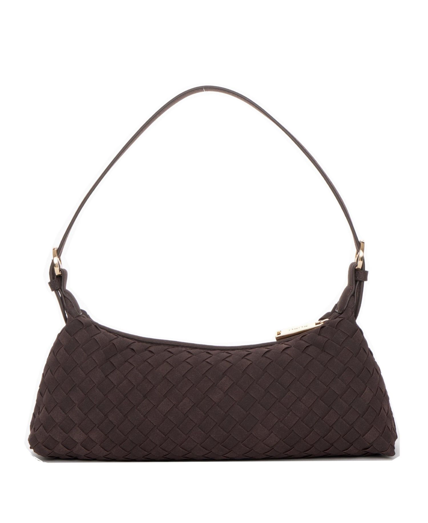 Woven Suede Baguette Bag with Crossbody Strap