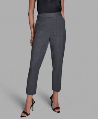 BCBG - Women's Plaid High-Rise Slim-Leg Ankle Pants