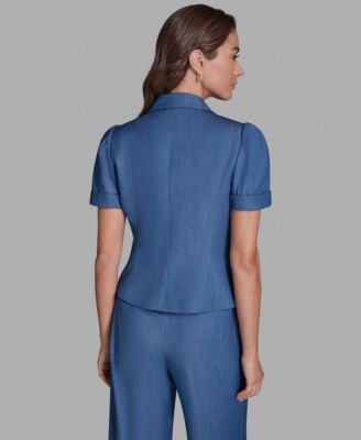 Women's Notch Lapel Short-Sleeve Cropped Jacket