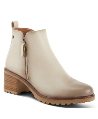 Women s IRIE Burnished Almond Toe Booties with Outside Zipper and Toggle Detail