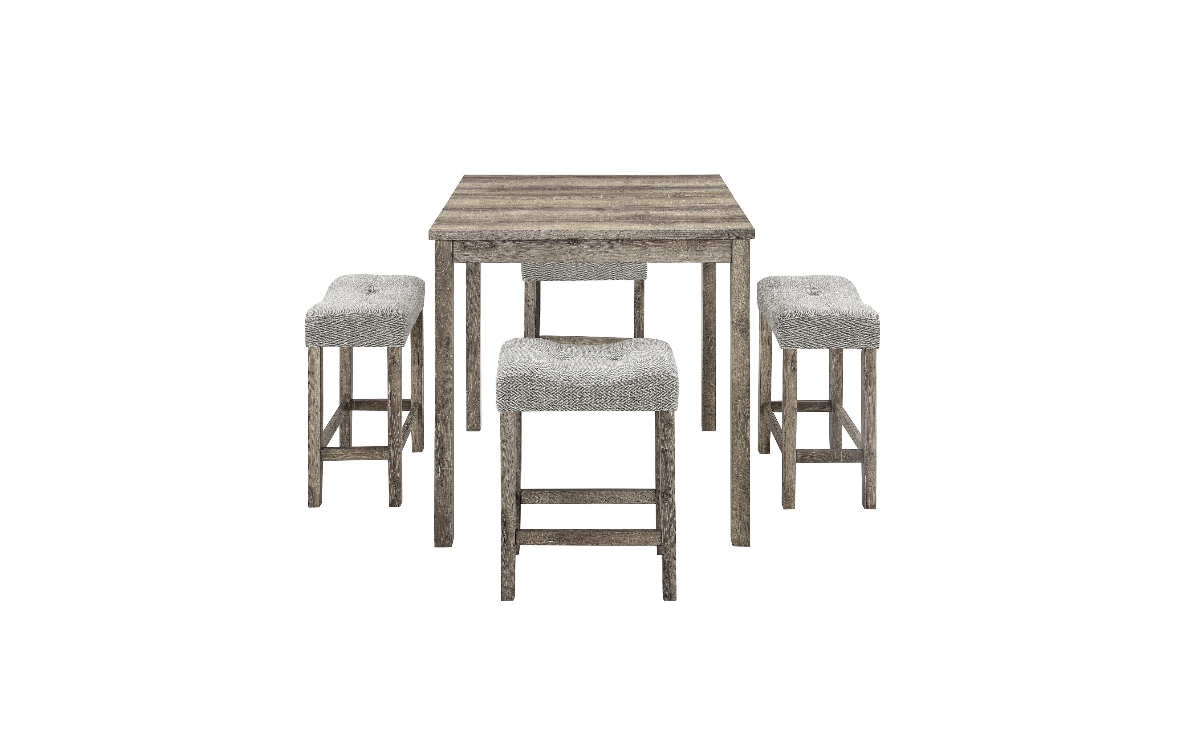 sumyeg Industrial 5-Piece Dining Set with Bar Table and Chairs in Brown