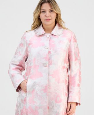 Plus Size Jacquard Button-Front Topper Jacket & Empire-Seamed Sleeveless Dress
