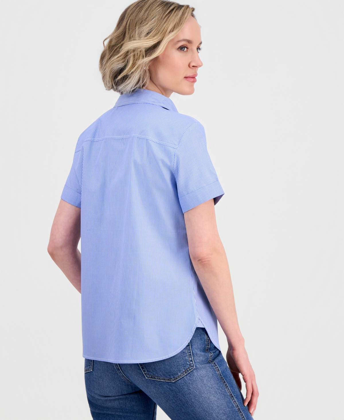 Nautica Jeans Women's Newport Stripe Cotton Camp Shirt