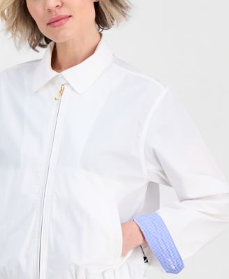 Women's Cotton Solid Zip-Front Jacket