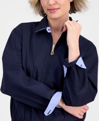 Jeans Women's Cotton Solid Zip-Front Jacket