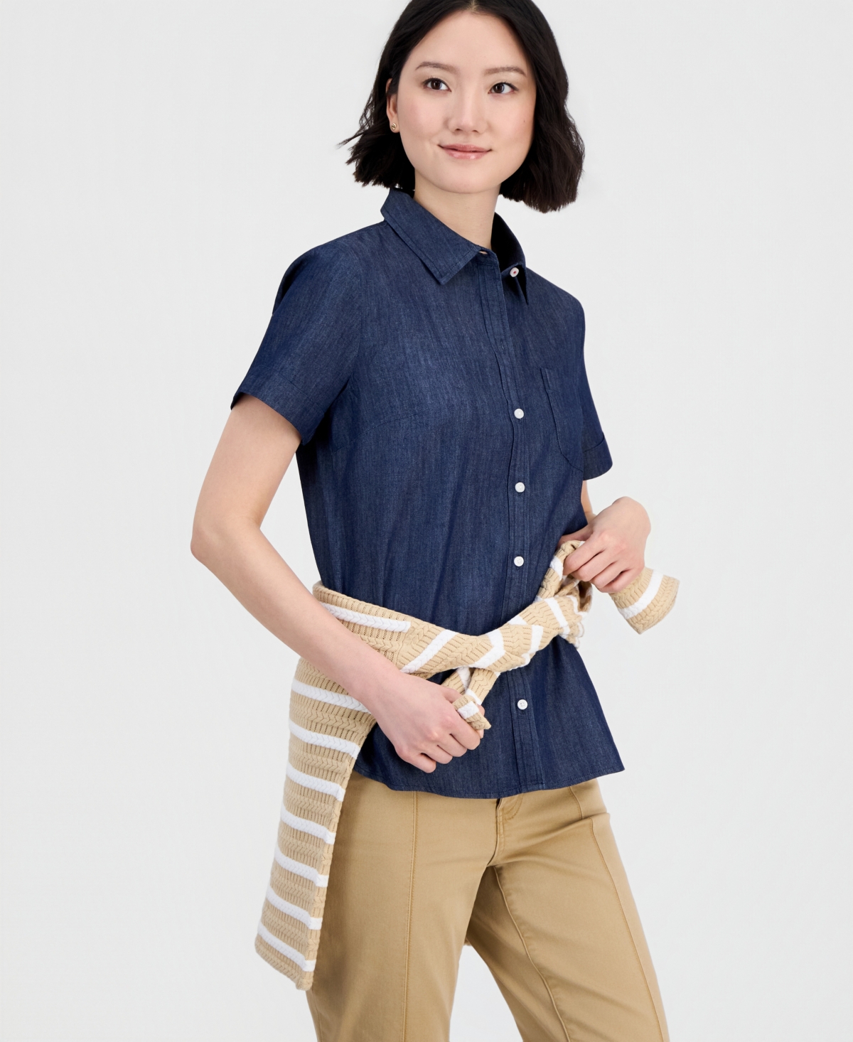Nautica Jeans Women's Chambray Camp Shirt
