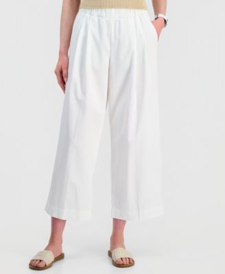 Women's Pleated Twill Wide-Leg Pants