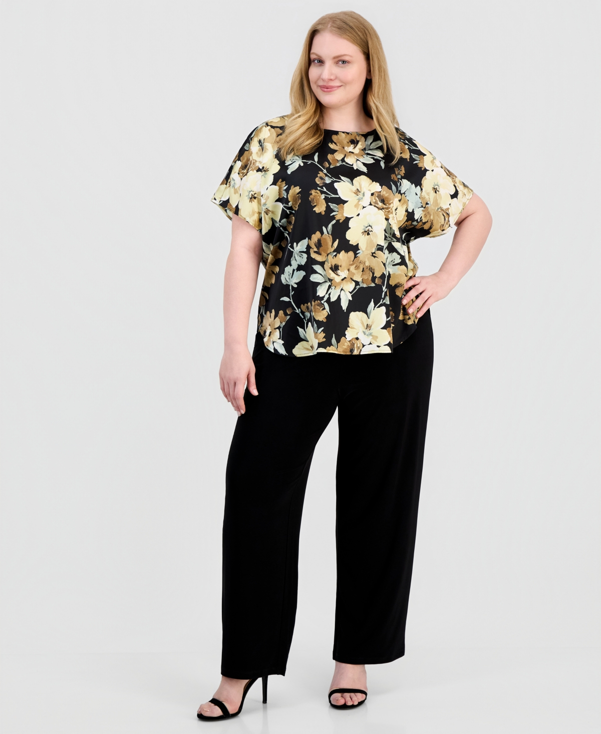 Anne Klein Plus Boat-Neck Short-Sleeve Top