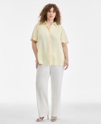 Plus Size Button-Front Short-Sleeve Shirt