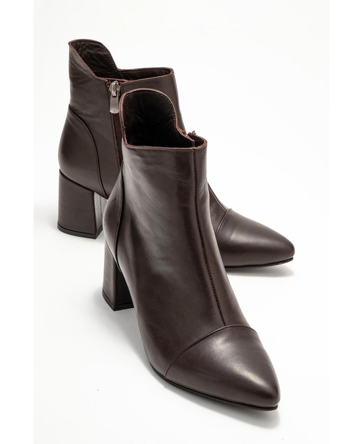 Женские ботинки Forever & Always Shoes Gael Leather Block Heel Boot, цвет: Коричневый кожаный — фото 4