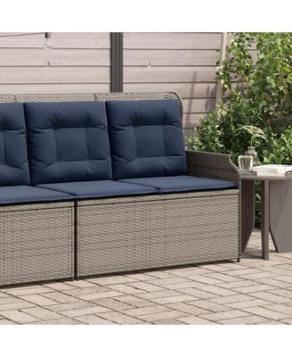 Reclining Patio Bench Grey PE rattan Standard outdoor bench size