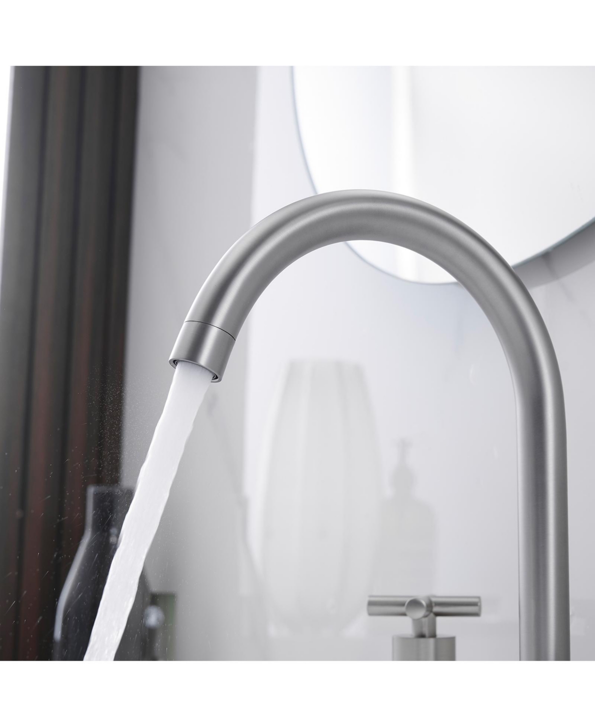 Greenspring 8 in. Widespread Double Handle High Arc Spout Bathroom Faucet in Brushed Nickel