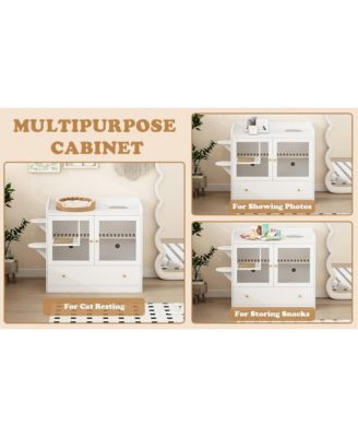 Cat Litter Box Furniture Hidden, Cats Condo Pet House with Stairs, Indoor Cat Litter House